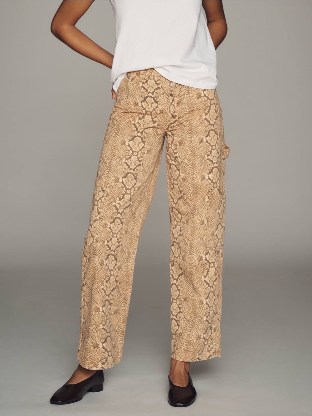 Damson Madder Anthropologie Drew Snake Print Cargo Jeans High Rise Animal Pants